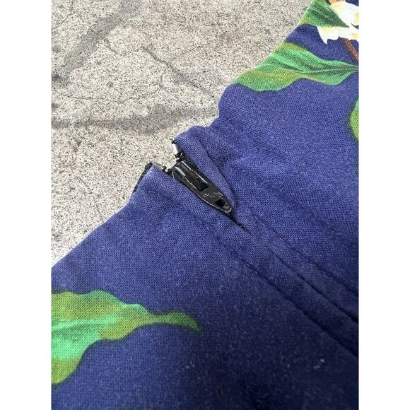 Vintage SHANNON MARIE Floral Hawaiian Blue Dress Size XL ruffle peplum‎ hem - Picture 8 of 9